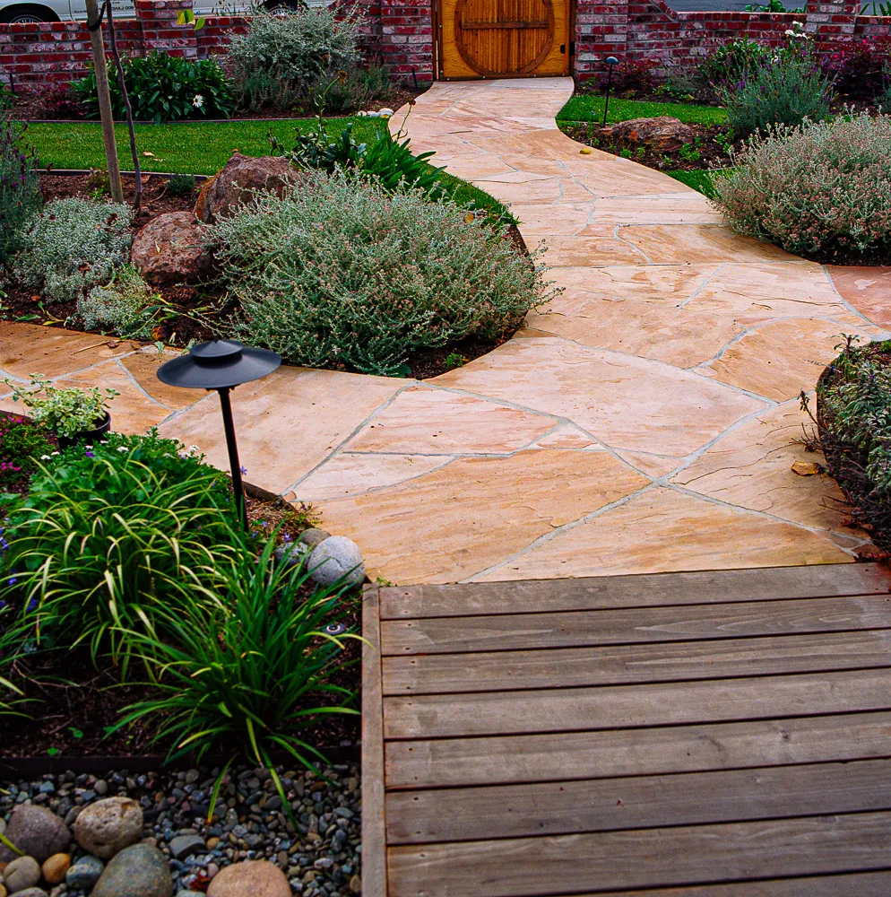 a flagstone walkway showing hardscaping in meridian Idaho.